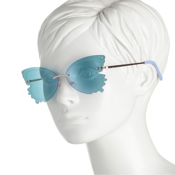 Betsey Johnson Take Flight Blue Butterfly Sunglasses - Picture 2 of 2